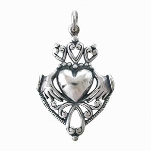 Detailed Heart Shaped Celtic Claddagh Pendant with Crown and Heart in Fusion 27, #7443