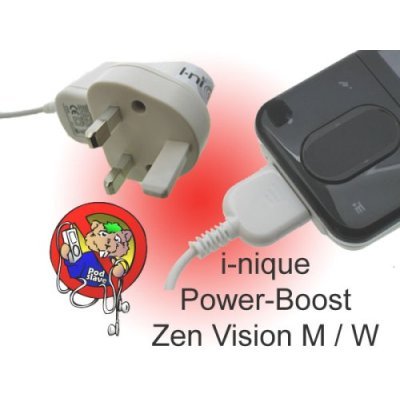 i-nique 3 PIN UK Wall Plug Power charger for Zen Vision: M + Cable-wrap Cable...
