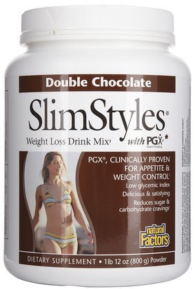 Natural Factors SlimStyles Weight Loss w/PGX Powder, Chocolate, 1.75 lbs