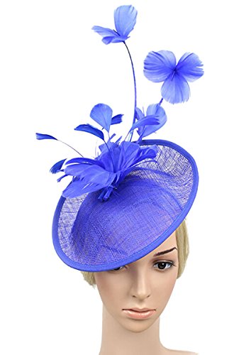 Fascinator Hair Hoop Cocktail Hat Feather Wedding Pillbox Hat for Women