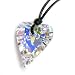 Free S/H Valentines Gift Swarovski Crystal Clear Ab Wild Heart Love Charm Pendant 27mm Black Leather 1mm Choker Necklace 14" 16" 18" 20" 22" 24" Adjustable
