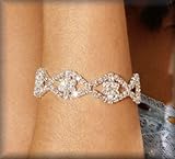 Rhinestone Stretch Bracelet with Flower Design.