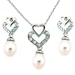 Pearl Necklace Earring Set Teardrop Style White Freshwater Gift Set Bucasi SALE