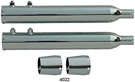 32005-300-PKG Rush Racing 4" Big Louie Chrome Slip On Mufflers with 4022 Tips Fits 1995 to 2016 FLH/FLT Touring Models