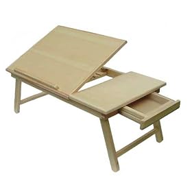Space Saver All Wood Laptop Bed Tray Multiuse Laptop Table Desk, Notebook Stand W/drawer fits Laptop up to 18.4