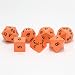Precision Opaque 7 Piece Dice Set, Hot Orange with numbers, hand inked