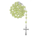 Light Green Bead Rosary with Round Beads in 8mm - 32'' Necklace - 21'' Overall Length