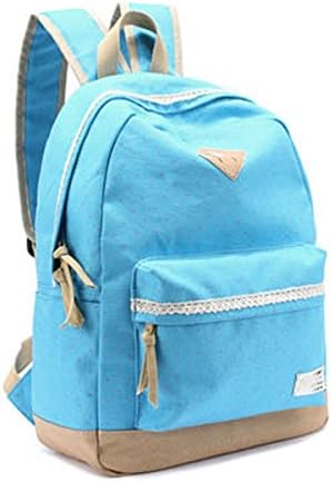 SAIERLONG Women's And Girl's Backpack School bag travel bag Light Blue Canvas