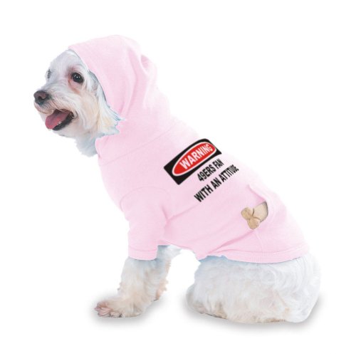 Warning: 49ers Fan with an attitude Hooded (Hoody) T-Shirt with pocket for your Dog or Cat Medium Pink