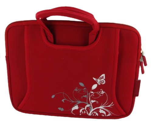 Netbook Neoprene Sleeve Case for Samsung N130-13B 10.1-Inch (Spring Butterfly - Red)