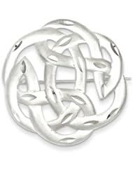 Sterling Silver Satin Finish Diamond Cut Celtic Knot Pin 36mmx36mm