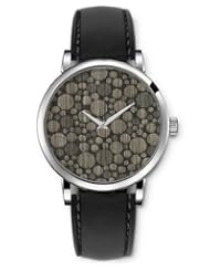 SPRAWL Aanalog Fashion Series Silver Ladies Watches of Genuine Black Leather Strap,Unique Wrist Watch for Women Girls Designed with Circles of different sizes