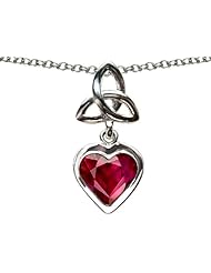 Celtic Love by Kelly Love Knot Pendant with Created Heart Ruby in .925 Sterling Silver
