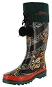 ED HARDY by Christian Audigier Womens Tiger Pom Pom Knit Tattoo Rain Boots Shoes Dark Aqua