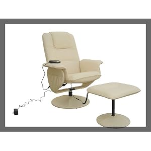 Aosom I3233 Leather Office/recliner Massage Chair with Ottoman-creme
