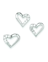 Sterling Silver CZ Heart Earring and Pendant Set