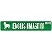 New  English Mastiff Drive  Street Sign Dog