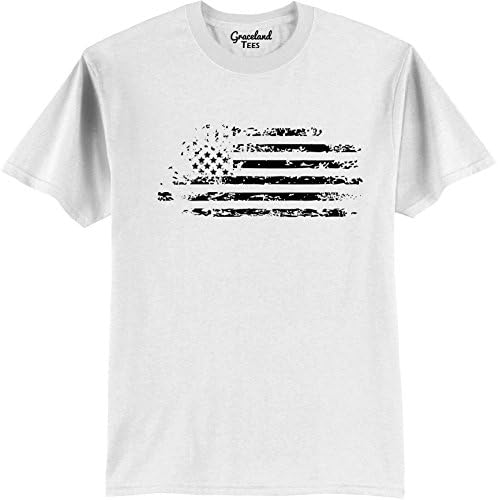 Distressed American Flag Army, Navy, Marines, USA Pride T-Shirt White XL