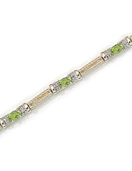 14kt Yellow Gold Oval Peridot and Diamond Bracelet