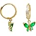 14K Yellow Gold Emerald CZ Butterfly Huggy Earrings