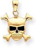 Skull With Black Enamel Charm, 14K Yellow Gold