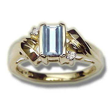 .02 ct 6X4 Emerald Cut Aquamarine Ladies Ring