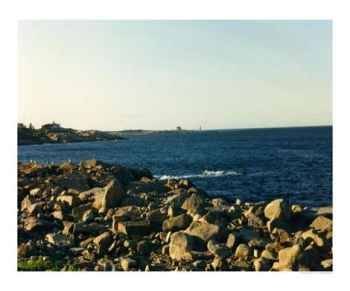 Ocean and rock formation in Rockport, Maine Scenic Photographic Poster Print by Dot Beverage, 20x16