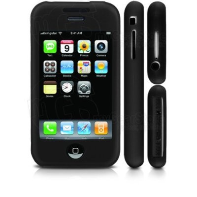 iPhone 1st Gen (NOT for iPhone 3G) Silicone Case w/ Screen Protector (Black)