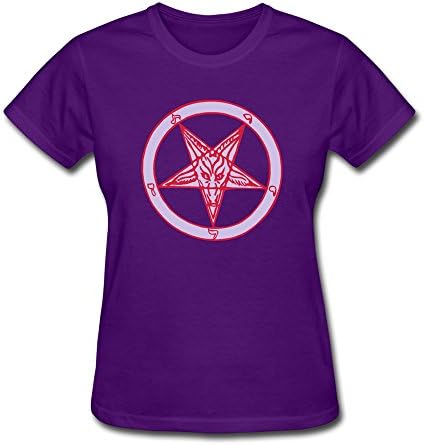 Women's Baphomet Color Eco-friendly Cotton T Shirt Size L Color Purple