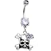Tanzanite Cubic Zirconia Heart Skull Crossbones Belly Ring