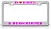 MY HEART BELONGS TO A BOOKKEEPER Occupation Metal Auto License Plate Frame Tag Holder, Chrome/Pink
