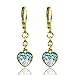 A Touch of Dazzle Heart Earrings with Clear and Colored Embedded Crystals | Comfortable Leverback Earrings 18k Gold Plated Dangle Earrings