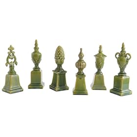 Pack of 12 Botanical European-Style Green Finials with Square Bases by CC Home Furnishings