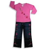 Lipstik - Girls Long Sleeve Denim Pant Set, Pink, Blue