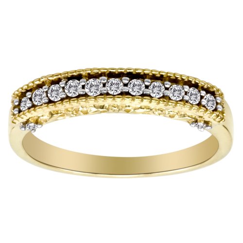 10k Yellow Gold Champagne Diamond Band (1/4 cttw, I2-I3 Clarity), Size 7