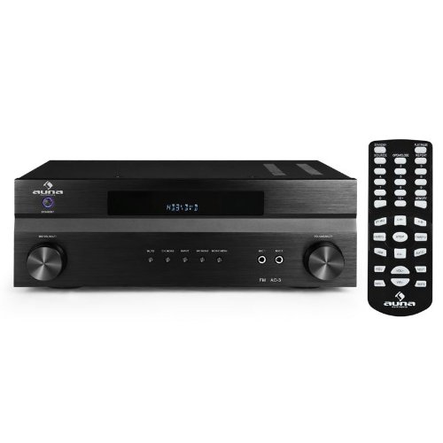 Auna Surround-Receiver AV2-H388 Heimkino Verstärker 1200 Watt (3x HDMI-In, HDMI-Out, 2x Mikro-In) brushed Stainless Steel schwarz