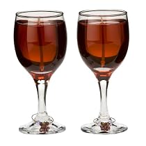 DecoGlow Wine Country Collection 2-Piece Gift Set,  5-Inch Wine Charm Decorated Glasses Filled With Gel Candles, Red