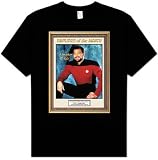 Star Trek Next Generation EMPLOYEE OF MONTH Riker Black T-shirt Tee Shirt, Large