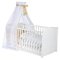 roba 0391W-3 V72 - Komplettangebot Kombikinderbett, wei�, bestehend aus: Kombikinderbett 70 x 140 cm, Polyestervliesmatratze 70 x 140 cm, Kinderbettausstattung (Himmel, Bettw�sche, Nestchen), Himmelstange
