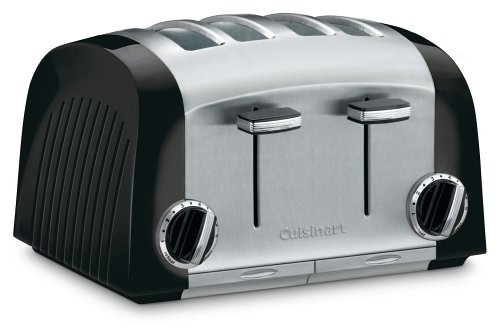 Cuisinart CMT-400PBK Cast Metal 4 Slice Toaster, Black and Stainless