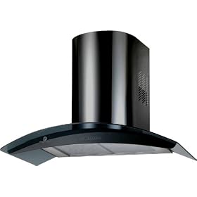 Premier Range 100cm Black Curved Smoke Glass Cooker Hood A73.10B
