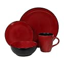 Corelle Hearthstone Stoneware Round 16-Piece Set, Service for 4, Chili Red