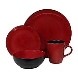 Corelle Hearthstone Stoneware Round 16-Piece Set, Service for 4, Chili Red