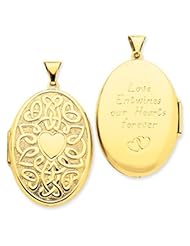 14k Gold Celtic Heart 38mm Oval Locket