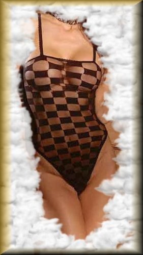 y2 Elegant n Unique - Sheer Checkered Teddy with Snap Crotch One Size in Black or Red