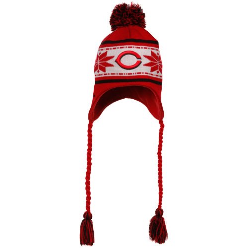 New Era Cincinnati Reds Red Striped Snowflake Tassel Beanie