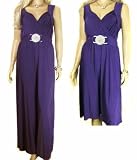 Ladies Rich Purple Grecian Wrap Kneelength Slinky Dress or Long Maxi Length in womens plus sizes 8 - 26