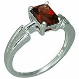 1.75 Carats Radiant Cut Genuine Garnet Sterling Silver Ring