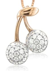 10k Rose Pink Gold Cherry Diamond Pendant Necklace (GH, I1-I2, 0.28 carat)