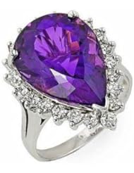 PassionGems 8.77 ct vvs ntrl amethyst and diamond 14k gold ring Stunning Col - Size 6